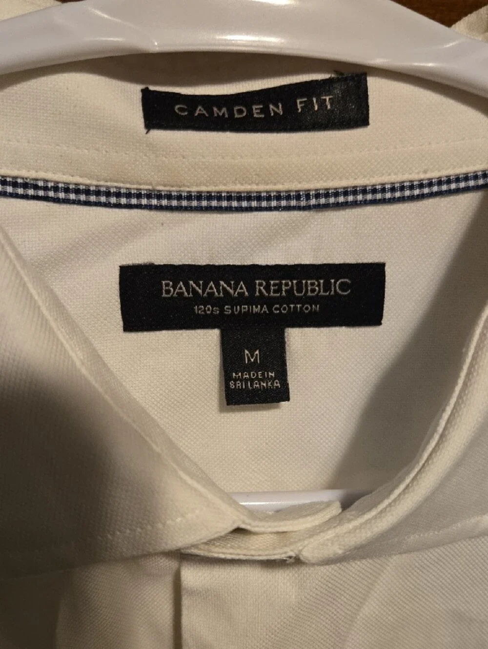 Banana Republic Men's Off-White Dress Shirt with Hidden Placket